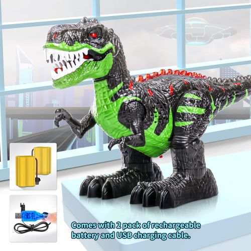  [아마존베스트]TEMI 8 Channels 2.4G Remote Control Dinosaur for Kids Boys Girls, Electronic RC Toys Educational Walking Tyrannosaurus Rex with Lights and Sounds Powered by Rechargeable Battery, 3