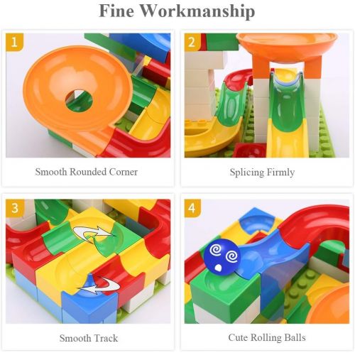  [아마존베스트]Temi 108 PCS Marble Run Upgraded Sets for Kids, Marble Race Track for 3+ Year Old Boys and Girls, Marble Roller Coaster Building Block Construction Toys, Puzzle Maze Set with 4 Mar