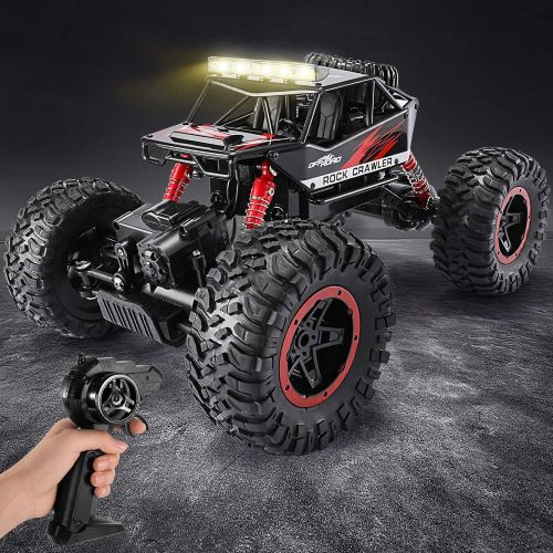  TEMI RC Cars 1:14 Scale Remote Control Car, 4WD Dual Motors Rock Crawler, Speed 20 Km/h All Terrains Electric Toy Off Road RC Monster Truck with Two Rechargeable Batteries for Boys