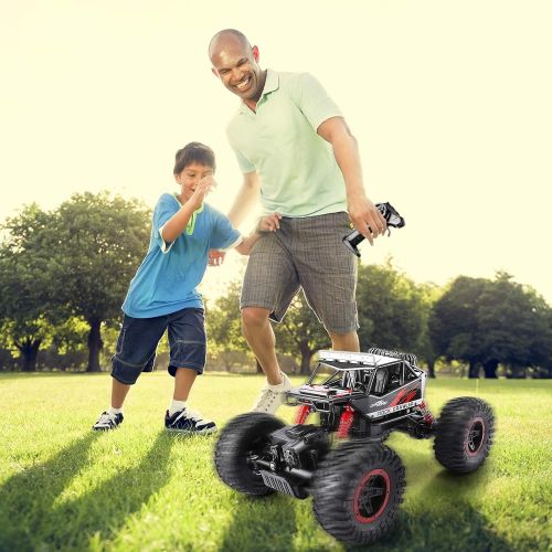  TEMI RC Cars 1:14 Scale Remote Control Car, 4WD Dual Motors Rock Crawler, Speed 20 Km/h All Terrains Electric Toy Off Road RC Monster Truck with Two Rechargeable Batteries for Boys