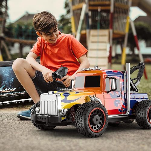  TEMI Hobby Grade 1:16 Scale Remote Control Car,4WD High Speed 40 Km/h All Terrains Electric Toy Off Road RC Monster Vehicle Truck Crawler with Extra Shell Rechargeable Battery for