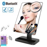 TEN@NIGHT 20LED Bluetooth Mirror Makeup Mirror USB Rechargeable with Wireless Audio Speaker & Removable 10X Magnifier