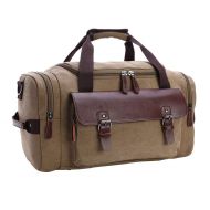 TENDYCOCO Travel Duffel Bag Waterproof Canvas Weekend Bag Overnight Bag (Khaki)