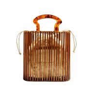 TENDYCOCO Womens Top-Handle Handbags Handbag Summer Beach Bamboo Tote Rattan Hand-Woven Crossbody Bags with Acrylic Handle