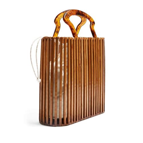  TENDYCOCO Womens Top-Handle Handbags Handbag Summer Beach Bamboo Tote Rattan Hand-Woven Crossbody Bags with Acrylic Handle