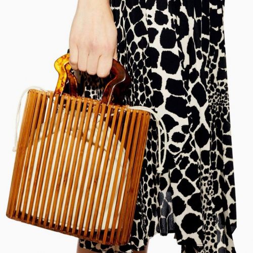  TENDYCOCO Womens Top-Handle Handbags Handbag Summer Beach Bamboo Tote Rattan Hand-Woven Crossbody Bags with Acrylic Handle