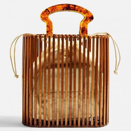  TENDYCOCO Womens Top-Handle Handbags Handbag Summer Beach Bamboo Tote Rattan Hand-Woven Crossbody Bags with Acrylic Handle