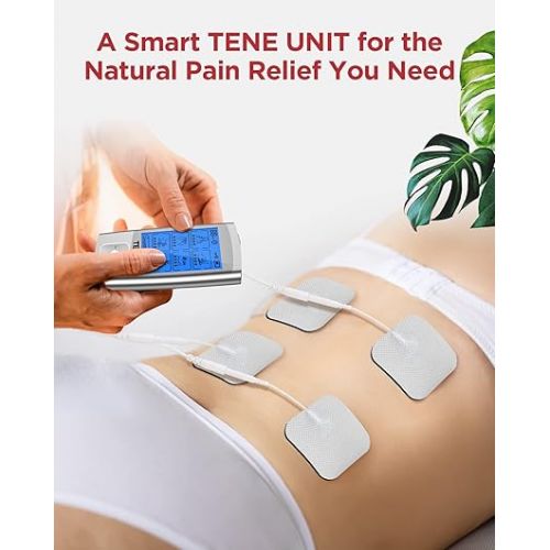  TENKER TENS Unit Muscle Stimulator, 24 Modes TENS EMS Machine for Pain Relief Therapy/Pain Management, Rechargeable Electronic Pulse Massager with 2