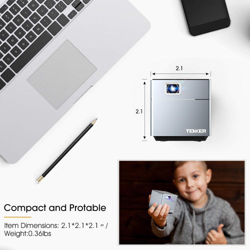  [아마존 핫딜] [아마존핫딜]TENKER S6 Mini Cube Pico Projector with Wi-Fi, Smart DLP Projectors for Outdoor Indoor Movies, Includes Mini Tripod, 30,000-Hour Leds, Supports Android and iOS Devices