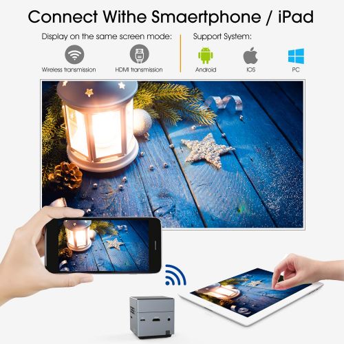  [아마존 핫딜] [아마존핫딜]TENKER S6 Mini Cube Pico Projector with Wi-Fi, Smart DLP Projectors for Outdoor Indoor Movies, Includes Mini Tripod, 30,000-Hour Leds, Supports Android and iOS Devices