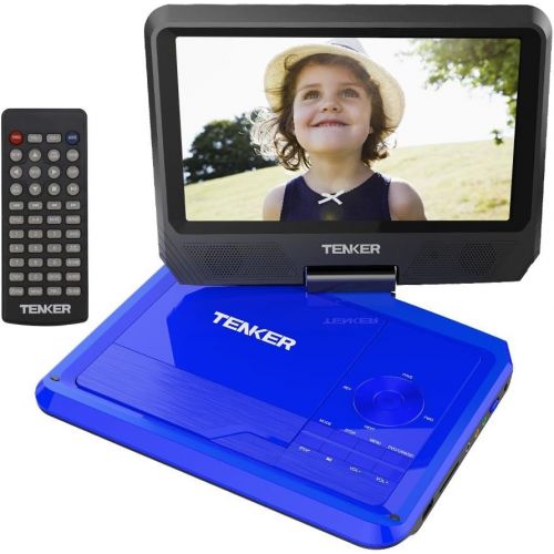 [아마존 핫딜] [아마존핫딜]TENKER 9.5 Portable DVD Player with Swivel Screen, Rechargeable Battery and SD Card Slot & USB Port, Blue