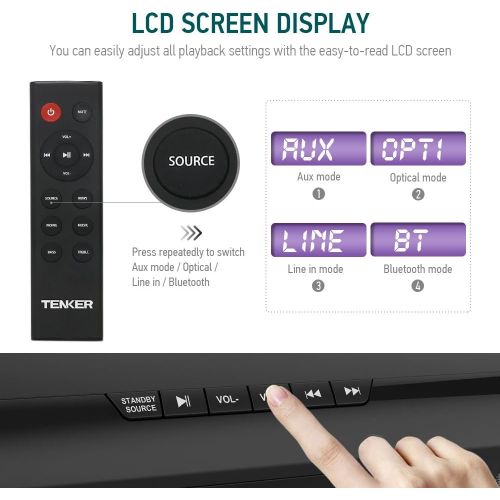  [아마존핫딜][아마존 핫딜] TENKER Soundbar for TV, 37-inch 4 Speakers Wired and Wireless Bluetooth 2-Channel Optical Soundbar, Home Theater Speakers for TV (Surround Sound, Remote Control, Wall Mountable)