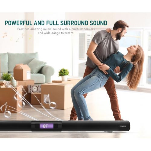  [아마존핫딜][아마존 핫딜] TENKER Soundbar for TV, 37-inch 4 Speakers Wired and Wireless Bluetooth 2-Channel Optical Soundbar, Home Theater Speakers for TV (Surround Sound, Remote Control, Wall Mountable)