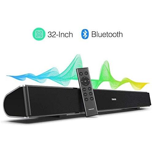  [아마존 핫딜] TENKER Soundbar for TV, 32-inch 4 Speakers Wired and Wireless Bluetooth 2-Channel Optical Soundbar, Home Theater Speakers for TV (Surround Sound, Remote Control, Wall Mountable)