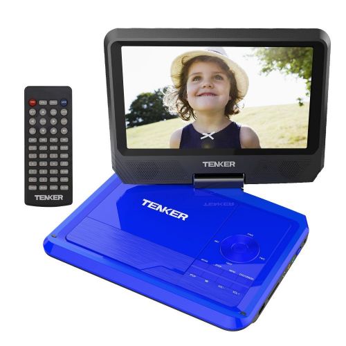  [아마존베스트]TENKER 9.5 Portable DVD Player with Swivel Screen, Rechargeable Battery and SD Card Slot & USB Port, Blue