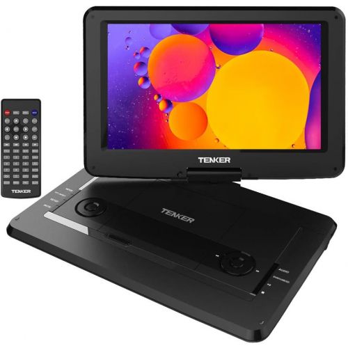  TENKER 14 Portable DVD Player With Swivel Screen, 3 Hours Rechargeable Battery With SD Card Slot And USB Port, Black