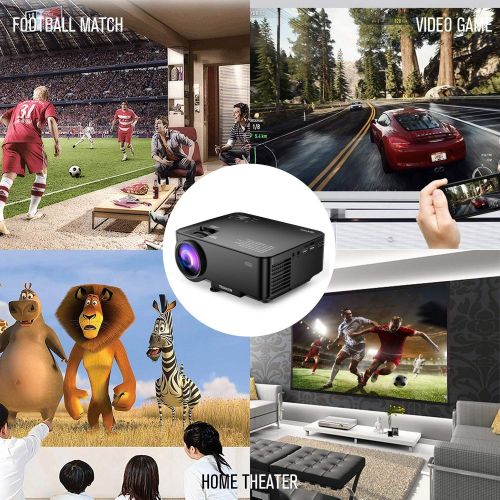  Projector, TENKER Upgrade +30% Lumens Mini Projector Home Theater 4.0 LCD Movie Projector with 176 Display Support 1080P HDMI USB SD Card AV VGA for TV Laptop Game Smartphone Inclu