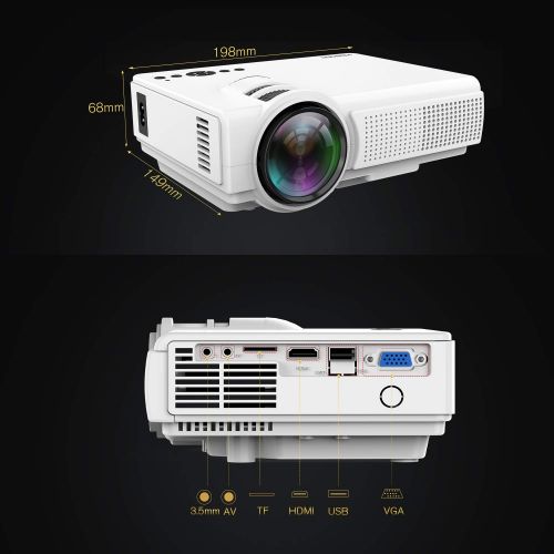  TENKER N5 Mini Projector 2200 Lux Portable Video-Projector, 50,000 Hours Multimedia Home Theater Movie Projector 1080P Support, Compatible with Amazon Fire TV Stick HDMI, VGA, USB,