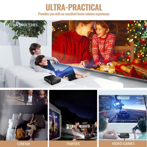  Projector, TENKER Video Projector Upgrade Lumens +70% Brightness for 5.0 Big Screen Home Theater Projector with 176 Display Support 1080p HDMI VGA USB AV for Movie Nights, Video Ga