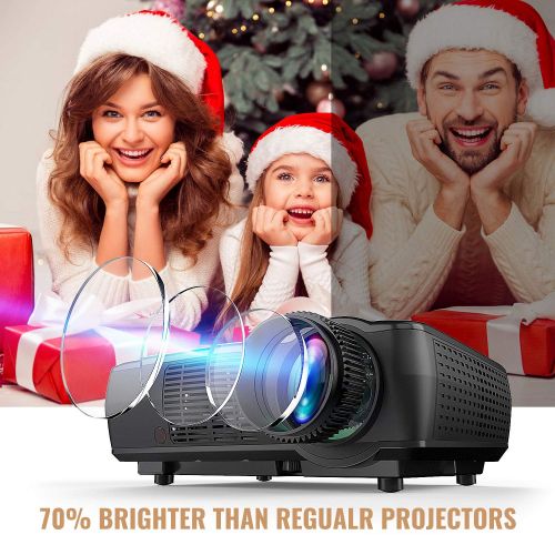 Projector, TENKER Video Projector Upgrade Lumens +70% Brightness for 5.0 Big Screen Home Theater Projector with 176 Display Support 1080p HDMI VGA USB AV for Movie Nights, Video Ga