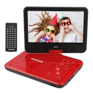 TENKER 12.5 Portable DVD Player, Built-in 5 Hours Rechargeable Battery with 10.5 HD Swivel Screen, Support Remote Control, USB/SD Card Reader, Red
