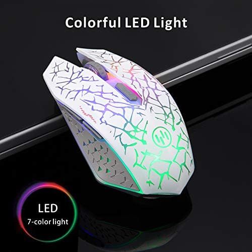  TENMOS K6 Wireless Gaming Mouse, Rechargeable Silent LED Optical Computer Mice with USB Receiver, 3 Adjustable DPI Level and 6 Buttons, Auto Sleeping Compatible Laptop/PC/Notebook