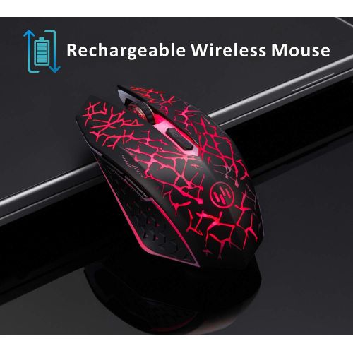  [아마존베스트]TENMOS K6 Wireless Gaming Mouse, Rechargeable Silent LED Optical Computer Mice with USB Receiver, 3 Adjustable DPI Level and 6 Buttons, Auto Sleeping Compatible Laptop/PC/Notebook