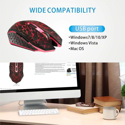  [아마존베스트]TENMOS K6 Wireless Gaming Mouse, Rechargeable Silent LED Optical Computer Mice with USB Receiver, 3 Adjustable DPI Level and 6 Buttons, Auto Sleeping Compatible Laptop/PC/Notebook