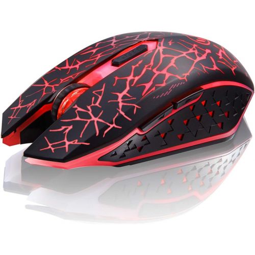  [아마존베스트]TENMOS K6 Wireless Gaming Mouse, Rechargeable Silent LED Optical Computer Mice with USB Receiver, 3 Adjustable DPI Level and 6 Buttons, Auto Sleeping Compatible Laptop/PC/Notebook