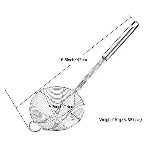  TENTA Kitchen Tenta Kitchen Drahtsieb aus rostfreiem Edelstahl, mit Bambusgriff., Edelstahl, 5.5 Incch 2 Hooking, Strainer