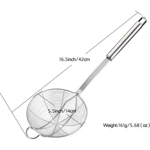  TENTA Kitchen Tenta Kitchen Drahtsieb aus rostfreiem Edelstahl, mit Bambusgriff., Edelstahl, 5.5 Incch 2 Hooking, Strainer