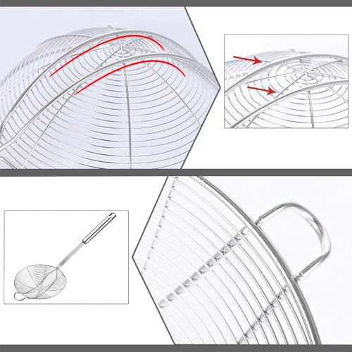  TENTA Kitchen Tenta Kitchen Drahtsieb aus rostfreiem Edelstahl, mit Bambusgriff., Edelstahl, 5.5 Incch 2 Hooking, Strainer