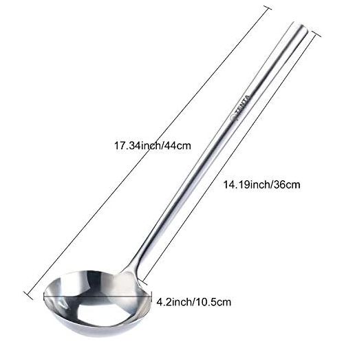  TENTA Kitchen Tenta Kitchen Professional Large Stainless Steel Serving Ladle Spoon - Gravy Ladle Soup Spoon For School Canteen,Hotel Kitchen,Restaurant (3.86x17)