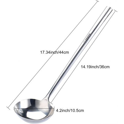  TENTA Kitchen Tenta Kitchen Professional Large Stainless Steel Serving Ladle Spoon - Gravy Ladle Soup Spoon For School Canteen,Hotel Kitchen,Restaurant (3.86x17)