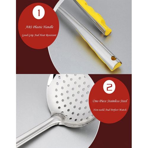  TENTA Kitchen Tenta Kitchen Dia 12CM Stainless Steel Skimmer/Slotted Spoon/Strainer Ladle With ABS Plastic Heat Resistant Handle