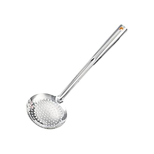  TENTA Kitchen Tenta Kitchen Dia 9CM One Piece Stainless Steel Skimmer/Slotted Spoon/Strainer Ladle With Hook And Hole For Easy Hanging, 11.5x 3.6