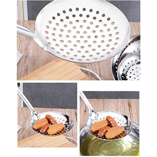  TENTA Kitchen Tenta Kitchen Dia 9CM One Piece Stainless Steel Skimmer/Slotted Spoon/Strainer Ladle With Hook And Hole For Easy Hanging, 11.5x 3.6