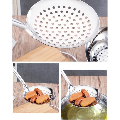  TENTA Kitchen Tenta Kitchen Dia 9CM One Piece Stainless Steel Skimmer/Slotted Spoon/Strainer Ladle With Hook And Hole For Easy Hanging, 11.5x 3.6