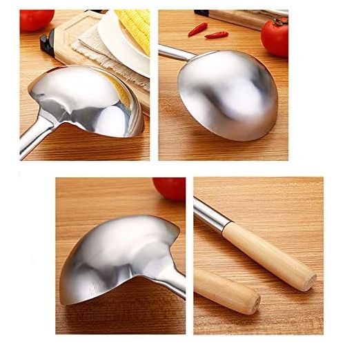  TENTA Kitchen Stainless Steel Wire Strainer, Bamboo Handle (Ladle, Wooden Handle Ladle)