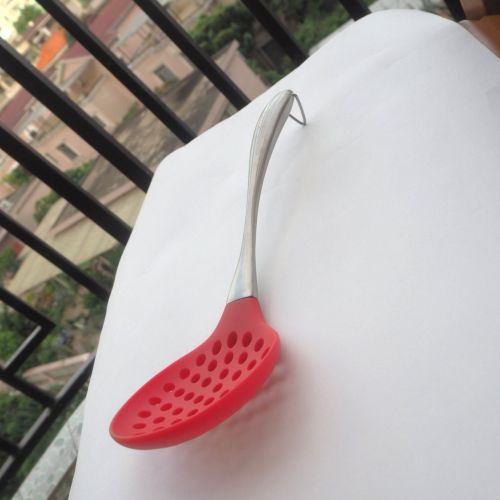  TENTA Kitchen Tenta Kitchen Silicone Slotted Spoon Food Colander Pasta Strainer With Stainless Steel Stay Cool Handle