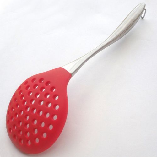  TENTA Kitchen Tenta Kitchen Silicone Slotted Spoon Food Colander Pasta Strainer With Stainless Steel Stay Cool Handle