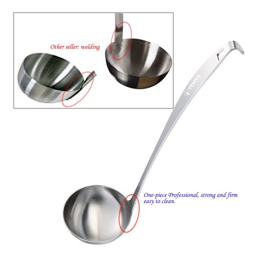  TENTA Kitchen Tenta Kitchen 3oz/85ml Stainless Steel Small Soup Ladle Spoon, 11.5x 3.6  One-piece Professional Ladle With Hook And Hole For Convenient Hanging