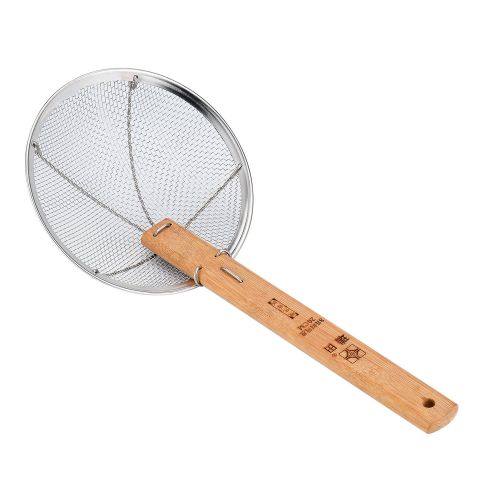  TENTA Kitchen Stainless Steel Spider Strainer with Natural Bamboo Handle Stainless Steel Wire Strainer Colander Mesh Net Skimmer Ladle, 7-Inch Strainer Basket Wok Tool