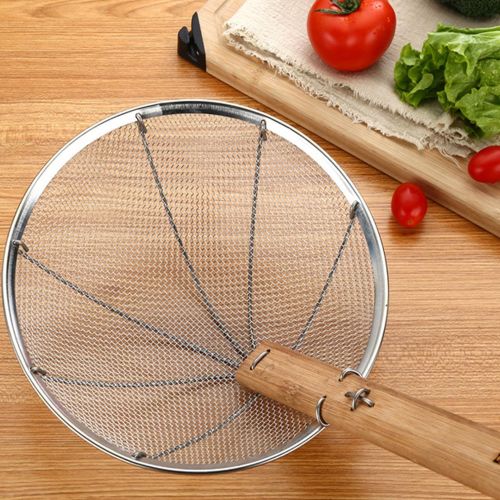  TENTA Kitchen Stainless Steel Spider Strainer with Natural Bamboo Handle Stainless Steel Wire Strainer Colander Mesh Net Skimmer Ladle, 7-Inch Strainer Basket Wok Tool