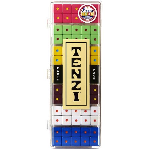  TENZI Party Pack Dice Game - A Fun, Fast Frenzy for The Whole Family - 6 Sets of 10 Colored Dice with Storage Case - Colors May Vary