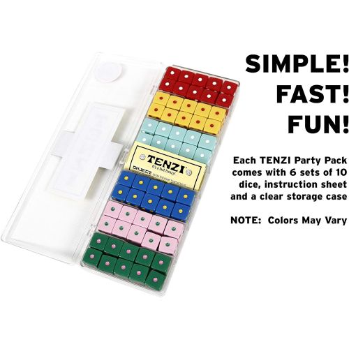  TENZI Party Pack Dice Game Bundle with 77 Ways to Play A Fun, Fast Frenzy for The Whole Family - 6 Sets of 10 Colored Dice - Colors May Vary