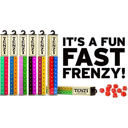  TENZI Dice Party Game - A Fun, Fast Frenzy for The Whole Family - 4 Sets of 10 Colored Dice with Storage Tube - Colors May Vary