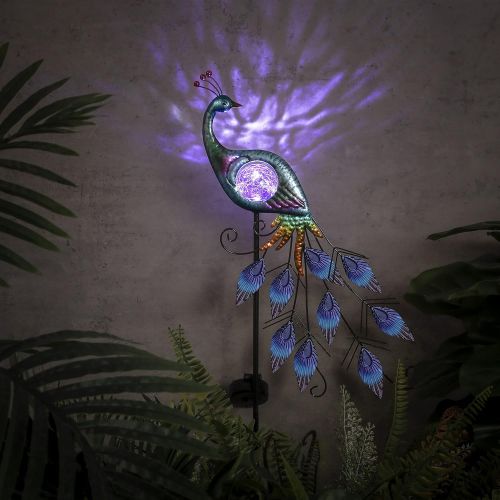  Besuchen Sie den TERESA'S COLLECTIONS-Store TERESAS COLLECTIONS 35cm Metallpfau Solar Led Gartenfigur Gartenskulptur Gartendeko Feengarten fuer Fuer Garten, Terrasse und Balkon Fruehling & Sommer