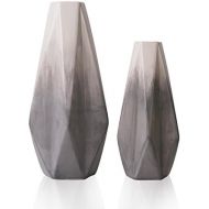 Besuchen Sie den TERESA'S COLLECTIONS-Store TERESAS COLLECTIONS Keramik Blumenvasen, 2er Set grau geometrische dekorative Vase fuer Wohnzimmer, Kueche, Tisch, Zuhause, Buero, Hochzeit als Geschenk Zum Muttertag, 28 / 22cm