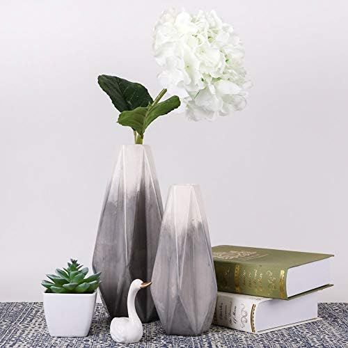  Besuchen Sie den TERESA'S COLLECTIONS-Store TERESAS COLLECTIONS Keramik Blumenvasen, 2er Set grau geometrische dekorative Vase fuer Wohnzimmer, Kueche, Tisch, Zuhause, Buero, Hochzeit als Geschenk Zum Muttertag, 28 / 22cm